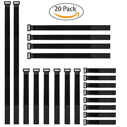 20pcs Cable Strap, Reusable Fastening Cable Ties Set, Adjustable Multi-Purpose Hook and Loop Securing Straps for Cord Management, Pack of 20