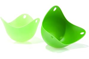 Fusionbrands PoachPod The Original Silicone, Floating Egg Poaching Cup, Green, 2 pack
