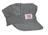 Round House Train Conductor Hickory Striped Engineer Hat - Adult - Made in USA