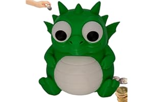 Cute Green Dragon Coin Bank for Kids – Dinosaur Piggy Bank Toy Made in Canada with Eco-Friendly PLA – Fun Money Box Gift for 