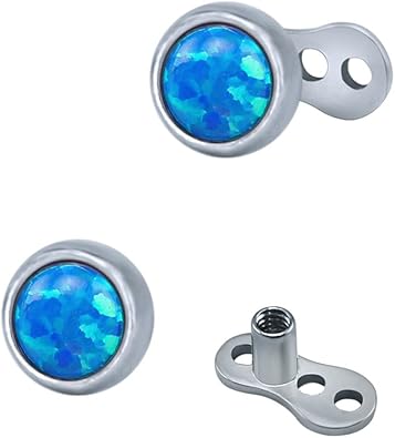 ZS 2pcs 14g Opal Dermal Anchor Tops and 