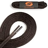 OrthoStep Waxed Very Thin Dress Round Brown 24 inch Shoelaces 2 Pair Pack