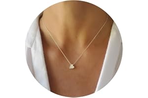 Ieftop Dainty Gold Heart Necklace for Women - 14K Gold/Silver Plated Cute Heart Handmade Disc Circle Bee Choker Adjustable Necklace for Women Trendy Jewelry