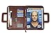 Professional Business Portfolio Padfolio Organizer With iPad Mini or Tablet Holder, Zipper, Paper Pad, Card Holders, Pen Holder, Briefcase Style Retractable Handles - Brown