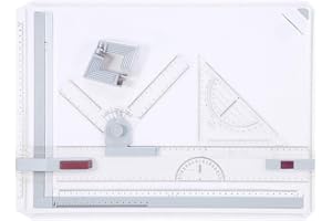 EVGATSAUTO A3 Drawing Board, Multifunctional Drafting Table with Parallel Motion Ruler Adjustable Angle and Paper Clips for E