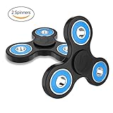 Wisdomspot Fidget Spinner Toy Stress Reducer - Perfect For ADD, ADHD, Anxiety, and Autism Adult Children for Killing Time -2 Pack(Blue)