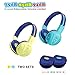 2 Pack of SIMOLIO Wireless Kids Headphone with Hard Case, Bluetooth Kids Friendly Headphone Volume Limited, Wireless Headphones for Girls,Boys,Over-Ear Kids Headphones for School,Travel(Mint,Yellow)thumb 1