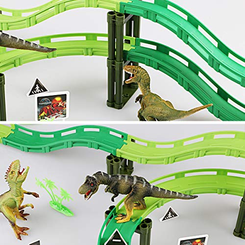 image for Tencoz Dinosaur Race Track, Car Race Track Train Tracks Set with 1 Car