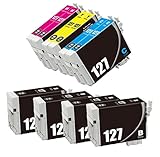 Remanufactured 127 T127XL Ink Cartridges Compaitble For Workforce WF-3520 WF-3530 WF-3540 WF-7010 WF-7510 WF-7520 Printer (4black,2 cyan, 2 magenda,2 yellow)