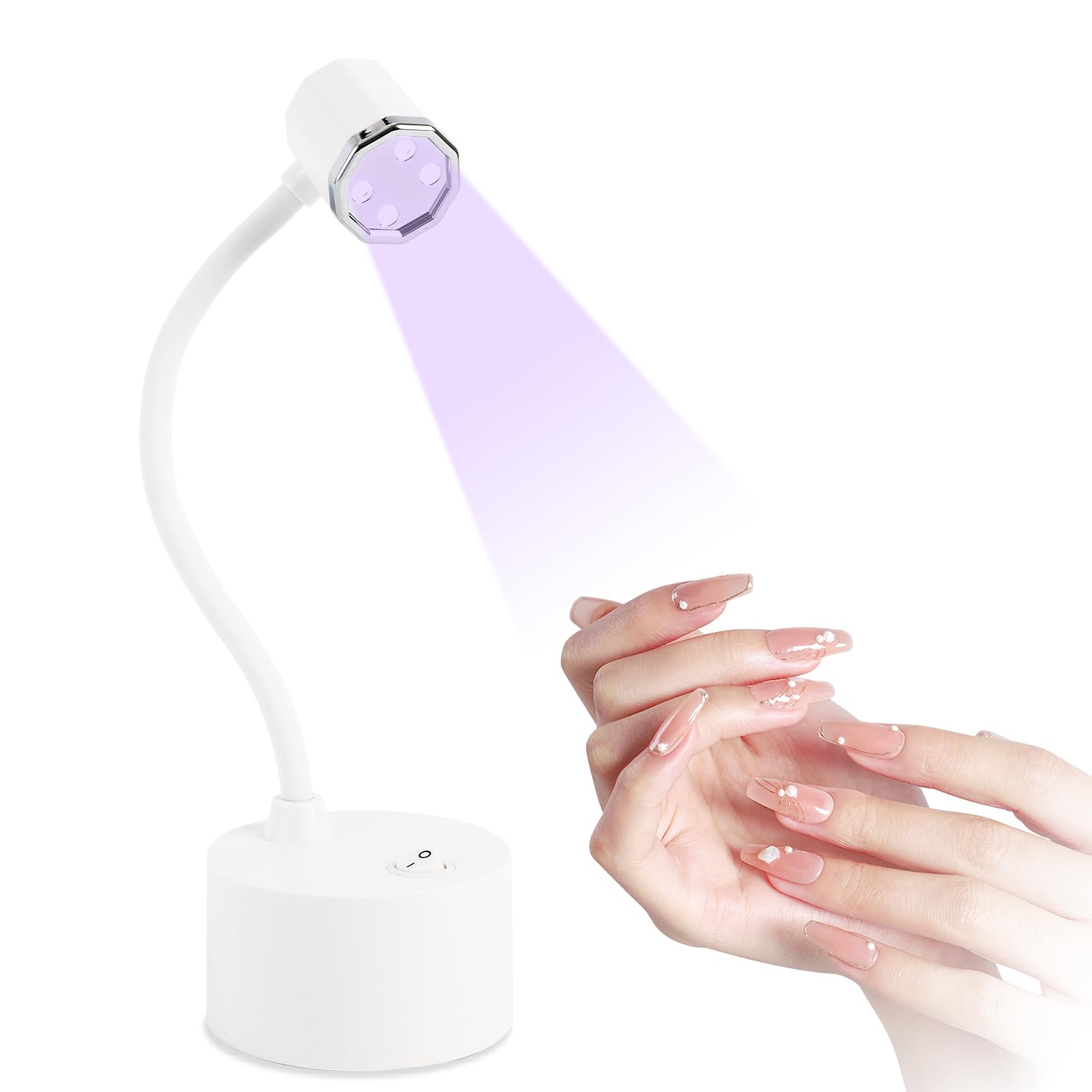 Photo 1 of ITOWNKN Touch Switch Gel X Lamp,Flash Cure Mini Nail Lamp,Rechargeable Cordless UV LED Light,Gooseneck Nail Gel Dryer for Home Nail DIY Manicure, White, ASN-A28