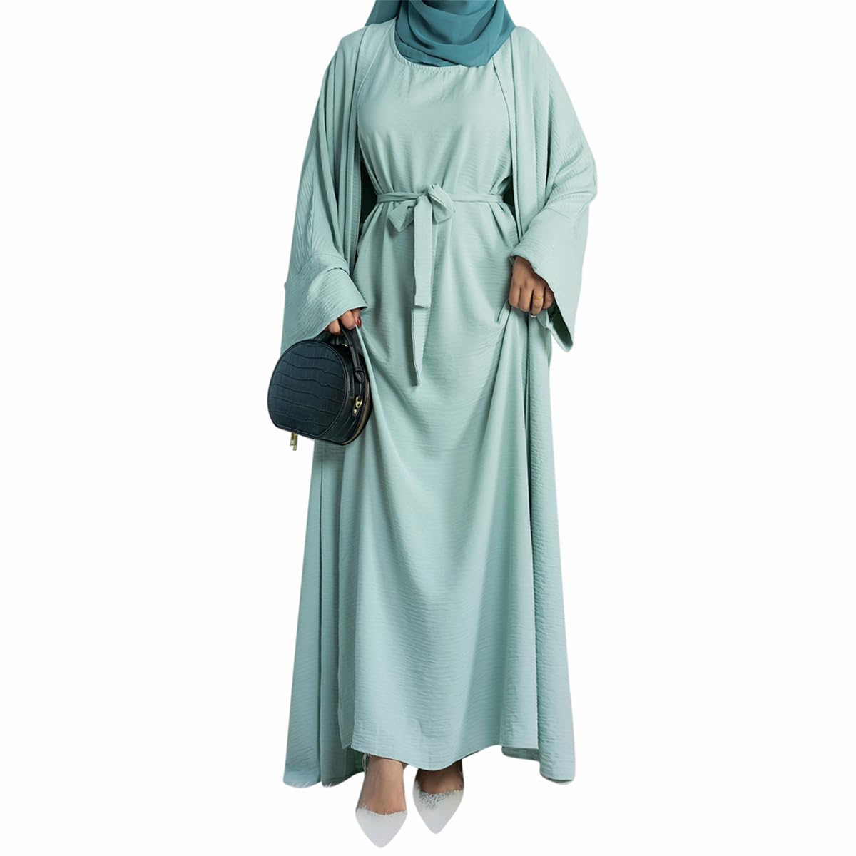 2PCS Women's Muslim Dresses Abaya Islamic Dubai