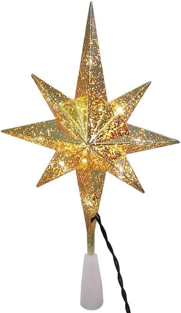 Amazon Com Home Accents Holiday 11 In 10 Light Gold Mercury Christmas Tree Topper Star Home Kitchen