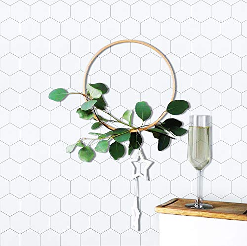 White Hexagon Wallpaper White Hexagon Contact Paper White Trellis Wallpaper Peel and Stick Wallpaper Removable White Wallpaper Self Adhesive White Wallpaper White Contact Paper Vinyl 17.7"X78.7" - Thumbnail 5