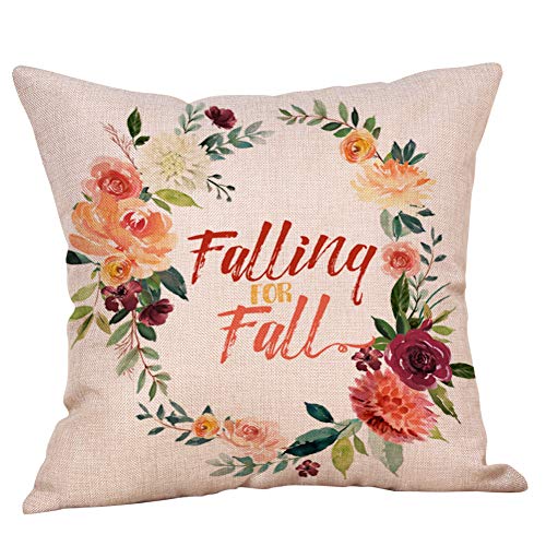 Muhuyi Set of 4 Fall Pillow Covers Autumn Theme Farmhouse Decorative, Fall Garland Throw Pillow Covers 18 x 18 Inch for Halloween and Thanksgiving Home Decoration - Thumbnail 3