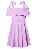 Teen Girls Ruffle Sundresses Violet Cotton Dress