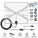 TV Antenna, Indoor Digital HDTV Antenna Amplified Signal Booster 50 Mile Range 4K HD VHF UHF Freeview for Life Local Channels Broadcast for All Types of Home Smart Television