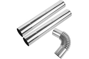 VOSAREA Stove Pipe Extension 90 Degree Chimney Stainless Steel Srtraight Chimney for Outdoor Camping Stove