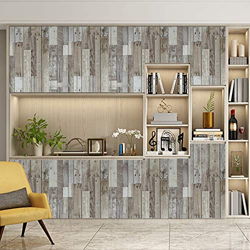 17.7"X 118"Rustic Wood Peel and Stick Wallpaper Faux Wood Plank Self