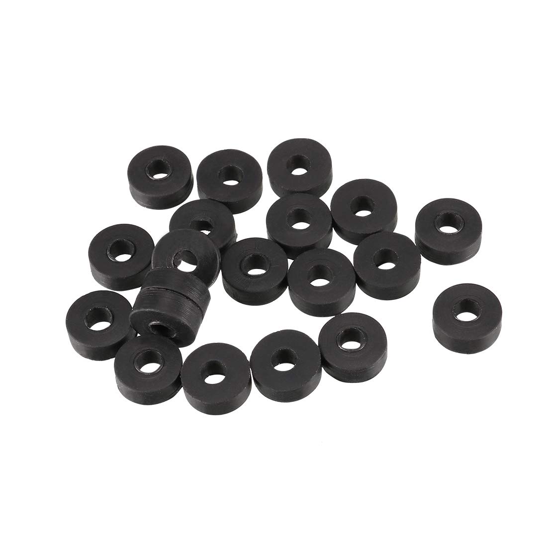 sourcingmap Rubber Flat Washers 8mm OD 3mm ID 3mm Thickness for Faucet Pipe Water Hose, Pack of 20