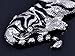 Alilang Crouching Silvery Tone Black Striped Rhinestone Tiger Pendant Necklace