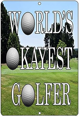 Shimeier Golf World's Okayest Golfer Man Cave Bar Golfer Ball Retro Vintage Tin Sign Coffee House Business Dining Room Pub Beer 20 cm x 30 cm