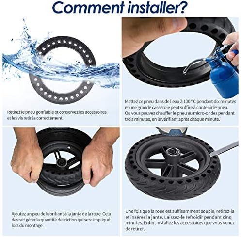 JOYXEON Pneu Roue 8 1/2X2 Chambre a air (1.8mm épais) / Pneu Plein Avant/Arrière Pneu Pneu de Rechange Compatible avec Xiaomi M365/ Pro, Durables Anti-Dérapant, Kit de démonte-pneus/Valve Extension