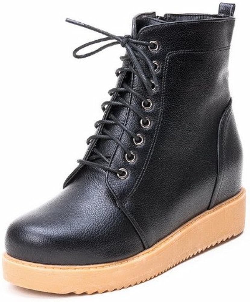 VogueZone009 Womens Closed Round Toe No Heel PU Synthetic