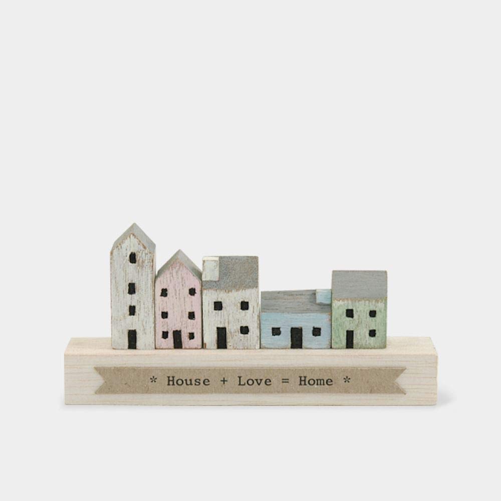 East of India Wonderland Wooden Figures Ornaments Plaques Home Dreams Possibilities Love Gift Keepsake (House + Love = Home (4464))