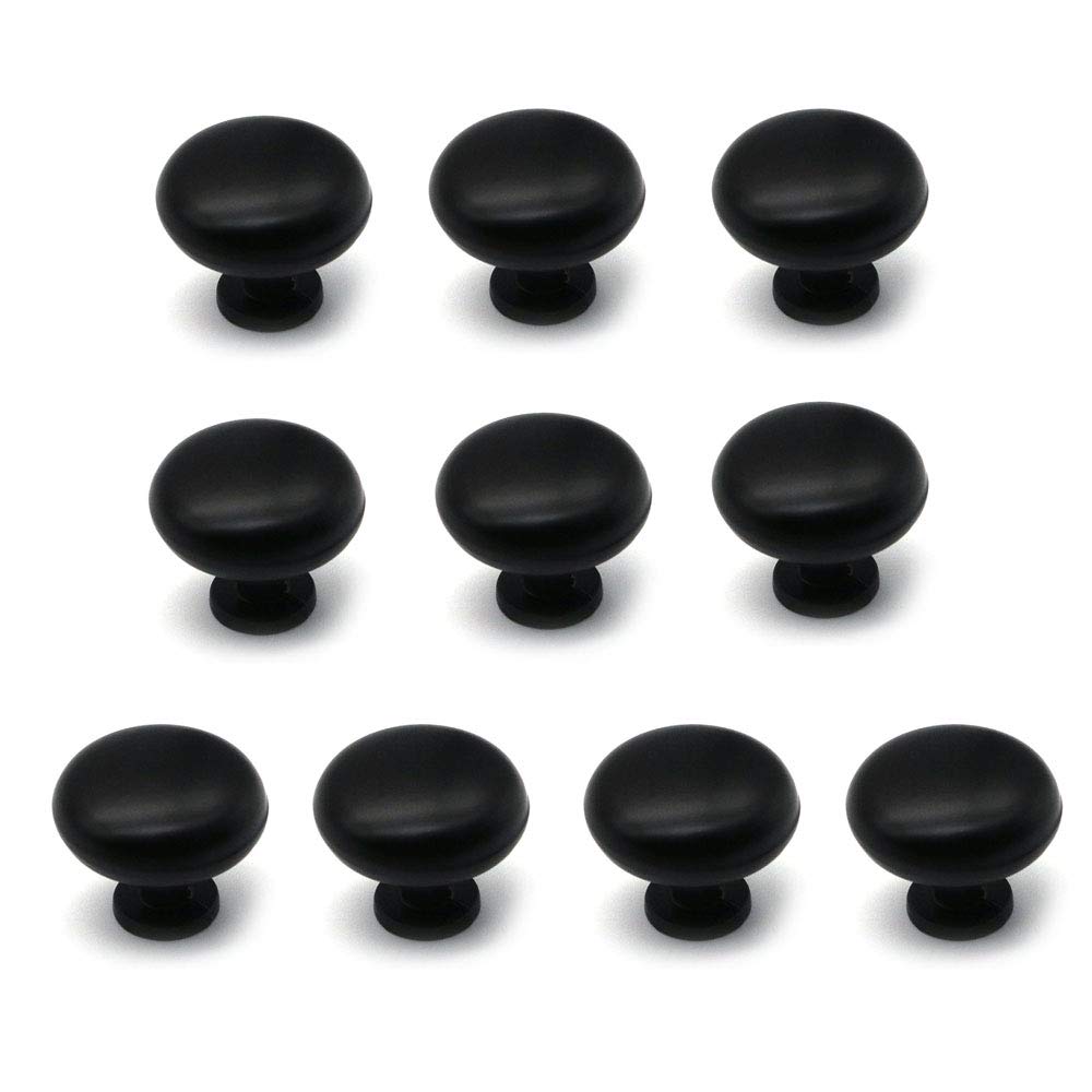 Set of 10 NUZAMAS Matt Black Knobs and Pulls for Cabinets, Dressers, Wardrobe and Drawers, Kitchen, Bedroom, Bathroom Vanity Handles 28mm