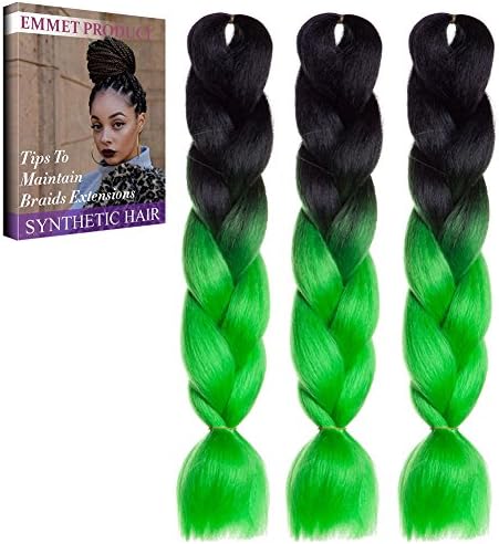 Emmet Jumbo Braiding Hair 100g/pc 24" Long Kanekalon Synthetic African Braids Hair Extension, with Hair Care Ebook (24", 3 Pack, Ombre Color 49)