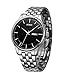 BUREI Men's Business Casual Wrist Watches with Day Date Calendar Black Dial Stainless Steel Band and Black Dial