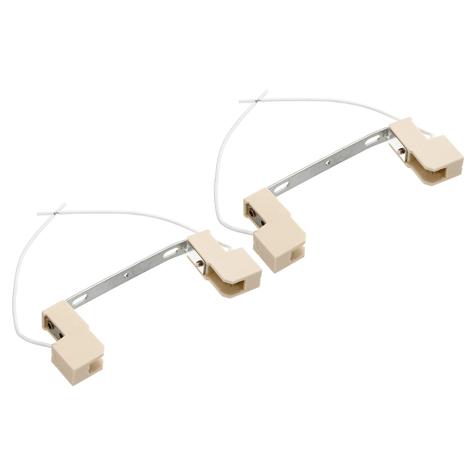 PATIKIL 115mm R7S Socket, 2 Pack Ceramic Lamp Holder Halogen Socket Bulb Base Converter Connector Double Ended with Cable Wire, Silver Tone White