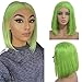 Human Hair Wigs Straight Short Bob Glueless Brazilian Virgin Hair 13×4 Lace Front Middle Part Pre Plucked with Baby Hair Bleached Knots for Black Women 8 Inch Lime Green 180% Density