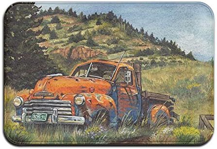 XTingIy Car Watercolor Oil Painting Art Home Life Flannel Non-Slip BedroomRug Mats Soft