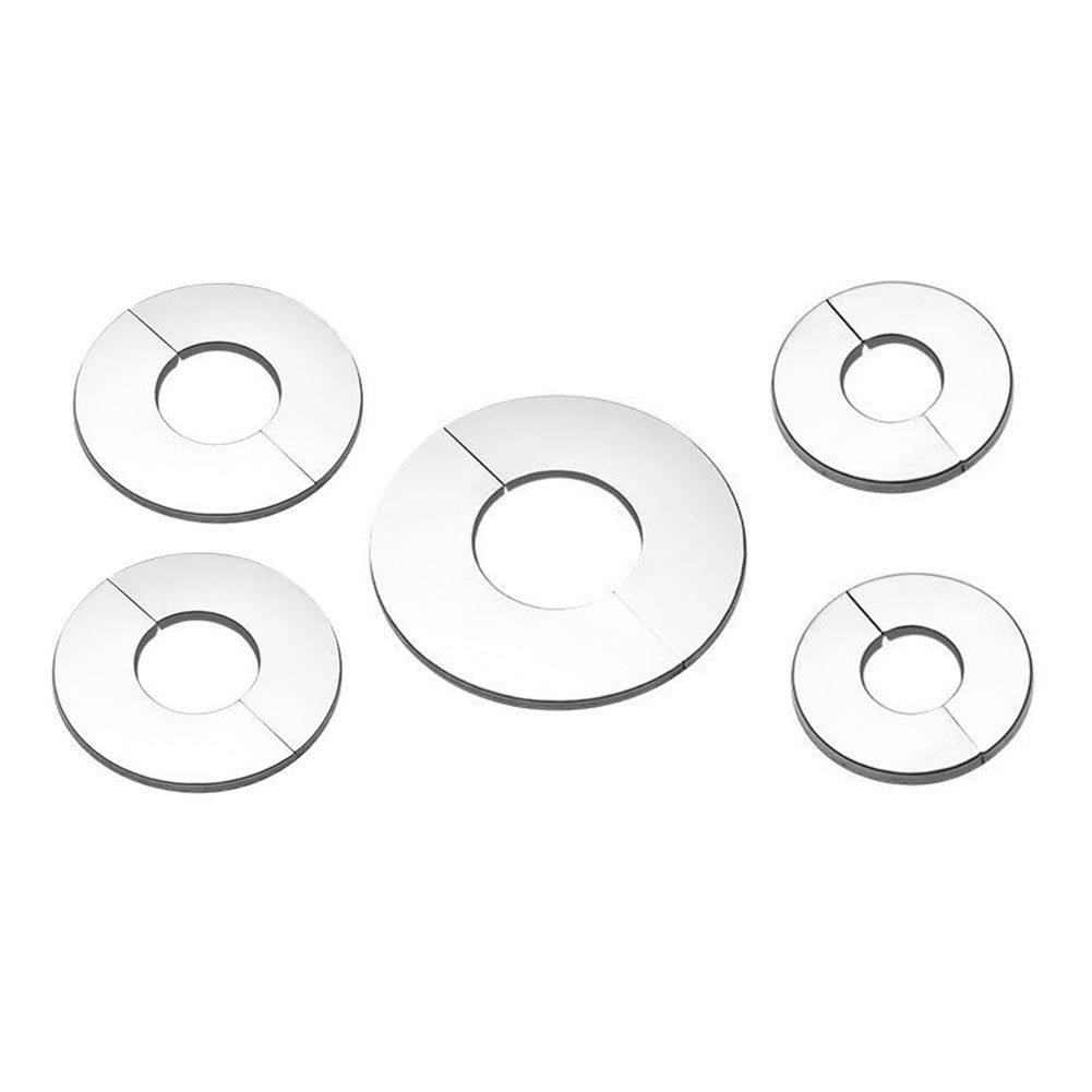 KAIISSA 5PCS Split Two-Piece Chrome Stainless Steel Valve/Tap Cover/Valve Hole Cover Tap Plug-in Collar Chrome Rose 51mm/ 35mm/ 24mm Hole 10 Pack