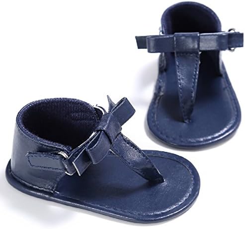 Baby Infant Girls Sandals Zerowin Pu Leather Princess Bowknot Flip Flops Sandals Soft Sole First Walker Crib Summer Shoes for 0-18 months (6-12 months age, blue)