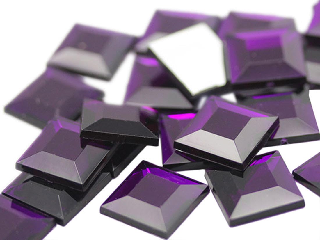 8mm Flat Back Square Acrylic Rhinestones Small Face Gems Body Jewels Card Making Embelishments - 75 Pieces (Purple Amethyst A06) โ image 1