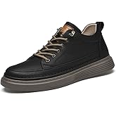 Asifn Men's Casual Shoes Invisible Height Increasing Leather Elevator Lace Up Sneakers Fashion Breathable Comfortable Lightweight