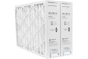 Honeywell FC100A1029 (2 Pack) - 16" x 25" x 4" Pleated Air Filter, MERV 11 Bundle with Same Day Supply Filter Change Reminder