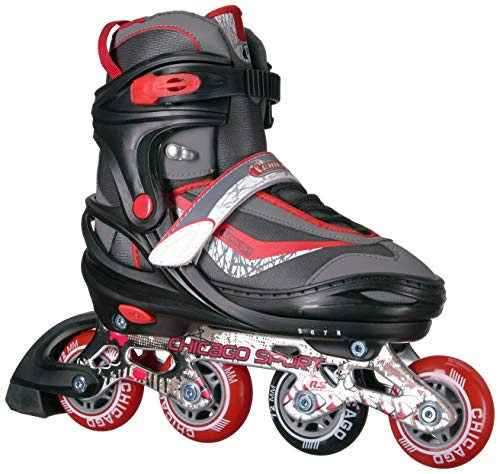 Chicago Adjustable Red Inline Skates - Youth Large (Adjusts Size 5-8)