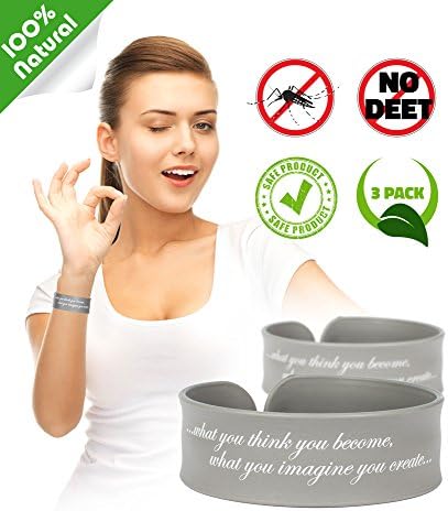 STAY OFF THE MENU with Mosquito Repellent Bracelet by MyDeer, 3-Pack, Deet Free Bracelet, Longlasting up to one month, One Size Wrist Ankle Bracelets Fits All, With Highly Effective Peppermint Oil