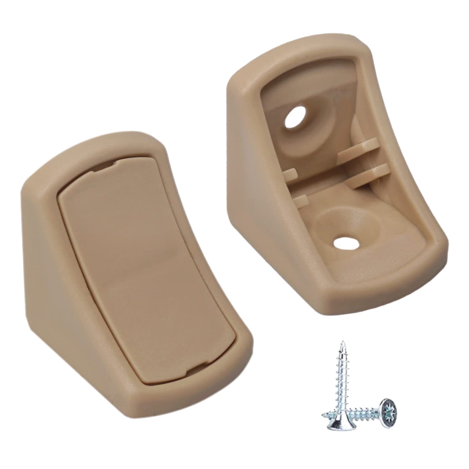 (Pack of 20 pcs) Beige Shelf Brackets 24 x 24 mm, Furniture Corner Joints, 90 Degree Plastic Corner Brace Joint, Right Angle, Screws Included (20, Beige)