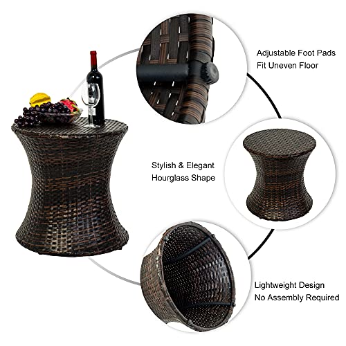 Sundale Outdoor Small Side Table Patio Rattan End Table 20 Inch