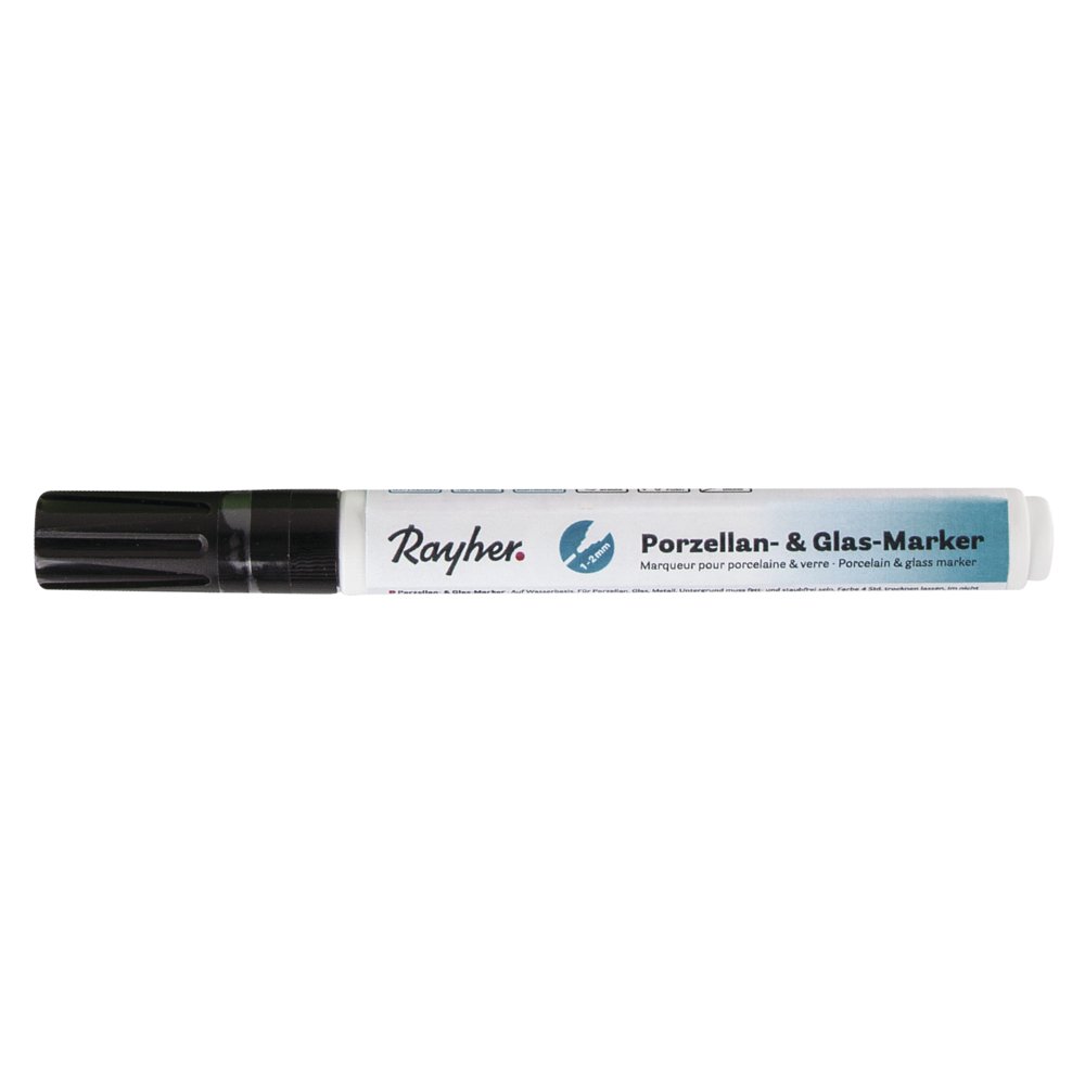 RAYHER 38709576 Porcelain and Glass Marker, 1 mm, Black