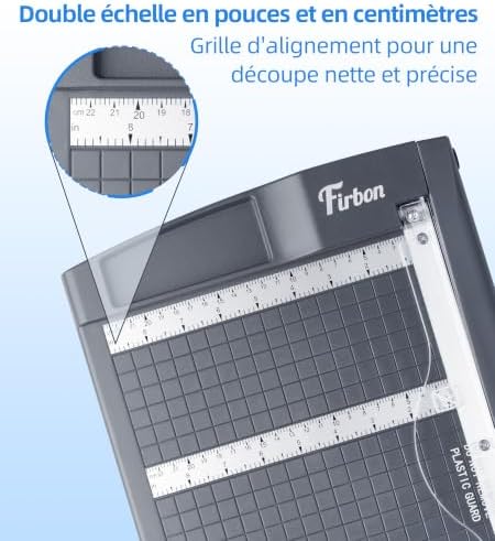 12" Guillotine Massicot Robuste d'une capacité de 12 feuilles avec protection et verrouillage de la lame pour papier cartonné, photos, scrapbooking, bureau, salle de classe, studio
