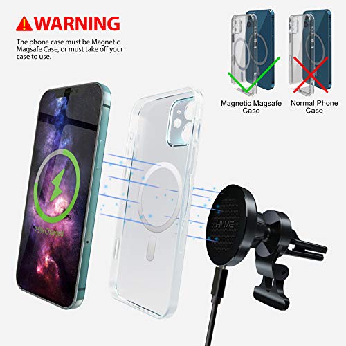 Wireless Car Charger : Magnetic Phone Car Mount for iPhone 12-15W Fast Charging Car Phone Holder Mount Compatible with iPhone 12/12 Mini/12 Pro/12 Pro Max,iPhone Wireless Car Charger (Dark Black)