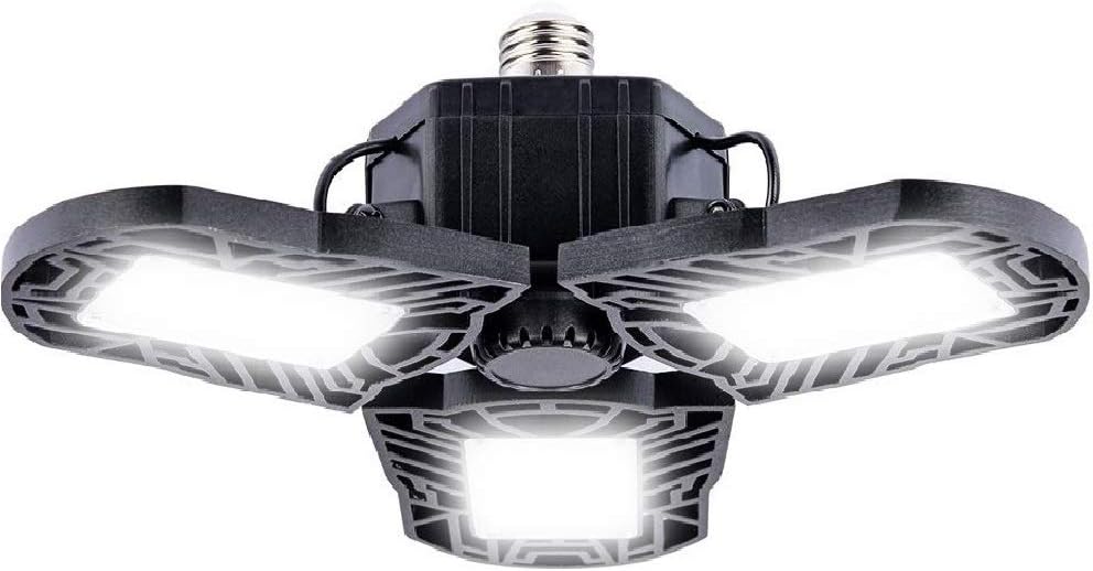 4 Pack LED Garage Lights,80W Deformable Garage Light,8000LM 6000K 110V E26/E27 Super Bright Adjustable with High Bright Garage Light for Garages,Warehouse