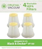4 Black & Decker VF100, VF100H DustBuster Replacement Filters - WASHABLE & REUSABLE - Recommended only for Cyclonic Action DustBusters CHV1400, CHV1500, CHV1560, CHV1600; Designed & Engineered by Crucial Vacuum