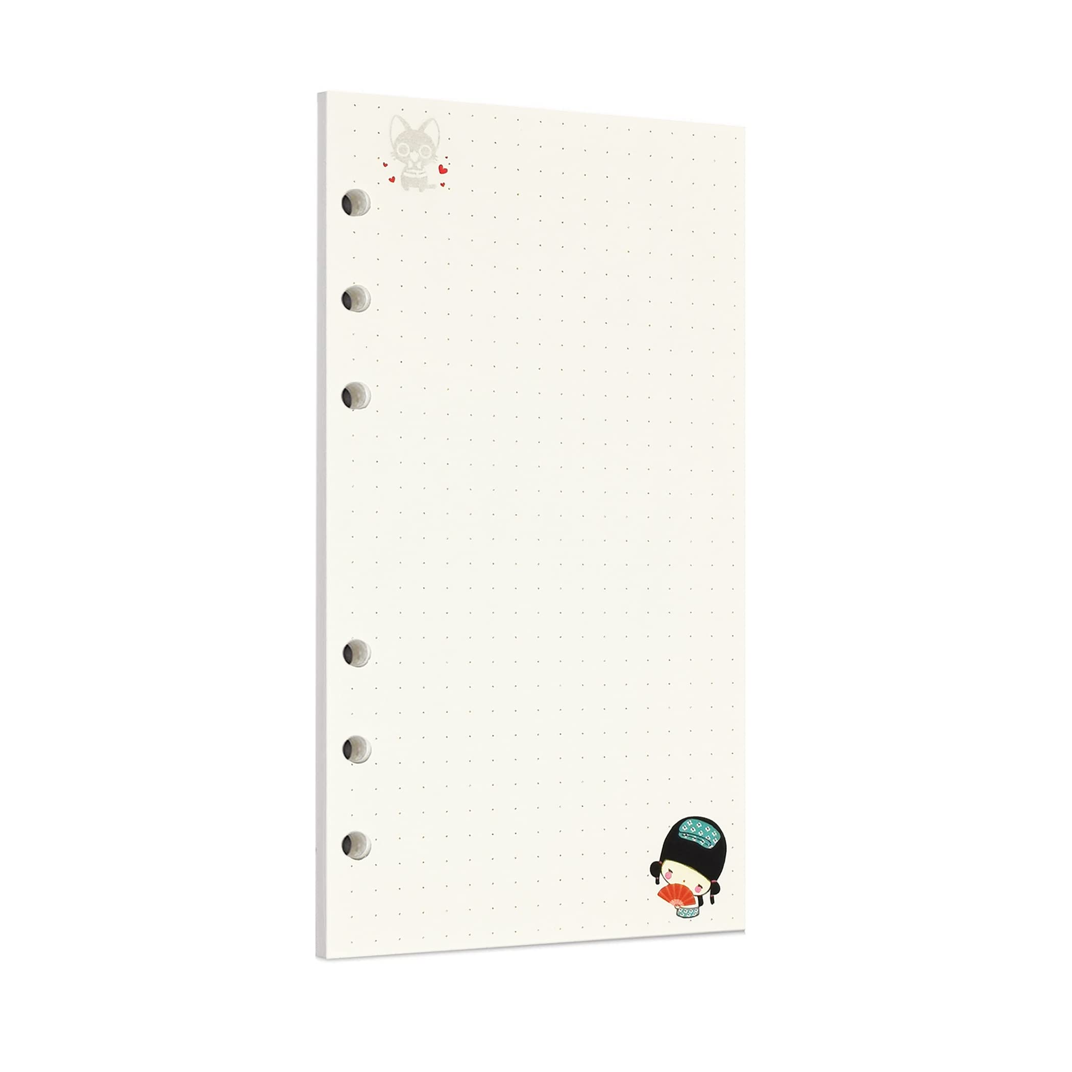 Zelten 45 Sheets 90 Pages Colorful Loose Leaf Punched Paper Refills Paper for 6 Hole Binder Personal Organizer Diary Notebook Refillable Planner (A6, Fairy Tale Dotted)