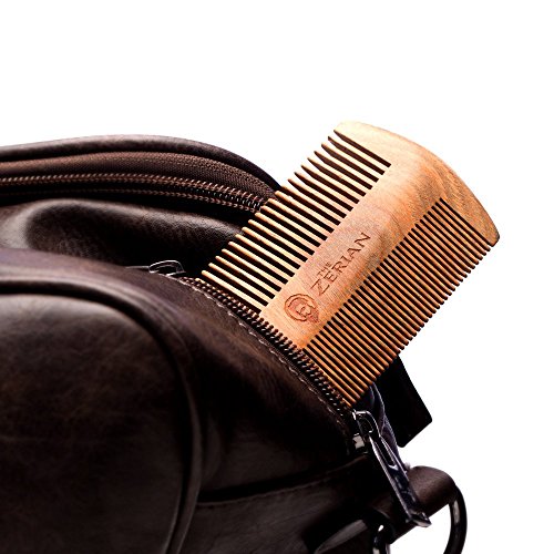 Beard Comb Fine & Coarse Tooth Handmade Genuine Sandalwood Brush for